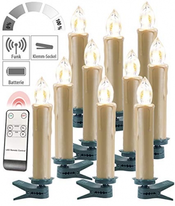 Lunartec Christbaumkerzen LED: FUNK-Weihnachtsbaum-LED-Kerzen, Fernbedienung, 30er-Set, golden (Weihnachtsbaumbeleuchtung Funk) - 9