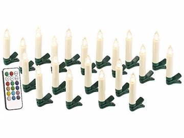 Lunartec LED Weihnachtsbaumkerzen: 20er-Set LED-Weihnachtsbaum-Kerzen mit IR-Fernbedienung, Timer, weiß (Elektrische Kerzen Weihnachtsbaum) - 1