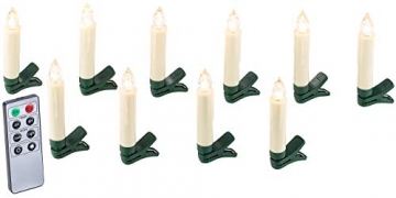 Lunartec Lichterkette kabellos: 30er-Set LED-Weihnachtsbaum-Kerzen mit IR-Fernbedienung, Timer, weiß (Kabellose Weihnachtskerzen) - 4