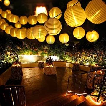 Qedertek Solar Lichterkette Lampion Außen 6 Meter 30 LED Laternen 2 Modi Wasserdicht Solar Beleuchtung für Garten, Hof, Hochzeit, Fest Deko (Warmweiß) - 1