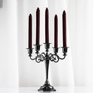 Queta Kerzenleuchter 5-armig Kerzenständer Candle Holder Kerzenhalter als Tischdeko für Weihnachten und Erntedankfest (Schwarz) - 6