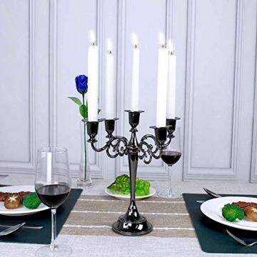 Queta Kerzenleuchter 5-armig Kerzenständer Candle Holder Kerzenhalter als Tischdeko für Weihnachten und Erntedankfest (Schwarz) - 7