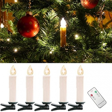 SZYSD 20Stk LED Weihnachtskerzen Kerzen Lichterkette Kabellos Christbaum Baumkerzen Warmweiß - 3