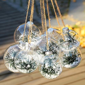 Warmiehomy 5 x Christbaumkugeln aus klarem Glas befüllbare Ornamente für Weihnachten Party Geburtstag Hochzeit Dekoration, Glas, farblos, 10cm - 6