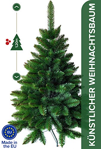 Weihnachtsbaum künstlich 120 cm – Dichte Zweige, einfacher Aufbau, Made in EU - Authentischer Christbaum mit Metallständer – Edle Nordmanntanne - Exklusiver Künstlicher Tannenbaum von Pure Living - 3