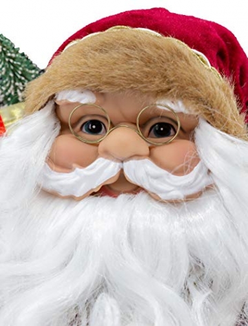 Weihnachtsmann Figur hochwertig mit Geschenken 60cm weinrot Samt-Optik Deko Nikolaus Santa Claus Dekofigur Weihnachtsdeko detailreich - 6