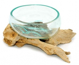 Wurzel mit Glasschale klein Schale Dekoschale Glas auf Holz Durchmesser 12-13 cm Holzdeko Teakholz Deko (Wurzel 17-20 cm) - 1