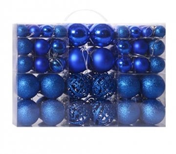 100 Stück Weihnachtskugeln, Weihnachtsbaumdekoration, 3 – 6 cm, leichte Kugel, matte Kugel, rosa Kugel hohl (blau) - 1