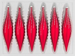 6 TLG. Glas-Zapfen Set in Classic Rot Silber Regen - Christbaumkugeln - Weihnachtsschmuck-Christbaumschmuck - 1