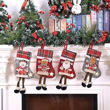 BESTZY Weihnachtsstrumpf 4PCS Nikolausstiefel Christmas Stocking Weihnachten Strumpf Beutel Hängende Strümpfe Weihnachtssocke Weihnachtsdeko zum Deko Befüllen und Aufhängen - 1