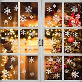 EDOTON Schneeflocken Fensterdeko Set Fensterbilder Weihnachten Selbstklebend Abnehmbare PVC Aufkleber Winter Dekoration Fensteraufkleber 6 Blatt - 1