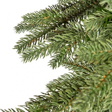 FairyTrees Weihnachtsbaum künstlich BAYERISCHE Tanne Premium, Material Mix aus Spritzguss & PVC, inkl. Holzständer, 180cm, FT23-180 - 2