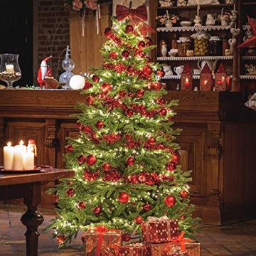FairyTrees Weihnachtsbaum künstlich BAYERISCHE Tanne Premium, Material Mix aus Spritzguss & PVC, inkl. Holzständer, 180cm, FT23-180 - 3