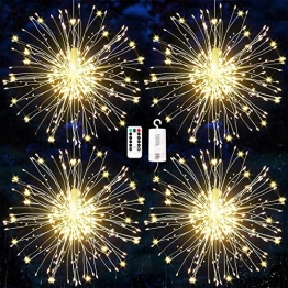 Feuerwerk Lichterketten, 4 Stücke Starburst Lichter Feuerwerk LED Licht Kupferdraht Feuerwerk Lichter Weihnachten Feuerwerk Zeichenfolge 8 Modi wasserdicht mit Fernbedienung - 1