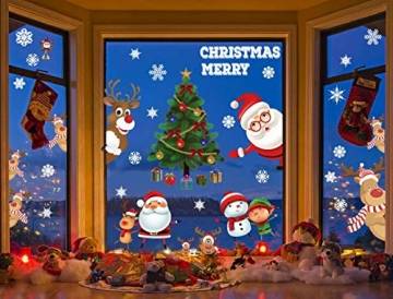 heekpek 3 Sätze Fensterbilder Weihnachten Fensterbilder Winter Wiederverwendbar Schneeflocken Fensteraufkleber Statisch Selbstklebend Wand Aufkleber Spähen des Elche Süße Weihnachtsmann Türaufkleber - 1