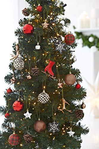 HEITMANN DECO 31er Set Christbaumkugeln Sortiment - Weihnachtsschmuck zum Aufhängen - Kunststoff Christbaumschmuck rot Natur Silber - 3