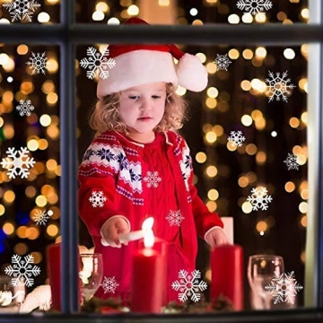 HIQE-FL Fensterbilder Weihnachten Selbstklebend, Schneeflocken Fensterdeko, Fensterbild Weihnachten, Weihnachts Fensterbilder, für Türen Schaufenster Vitrinen Glasfronten - 4