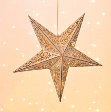 Holzstern mit Fernbedienung 40cm LED beleuchteter Stern Weihnachts Fenster Deko - 4