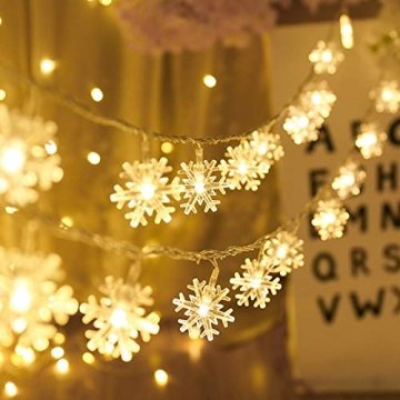 Kailedi Weihnachtslichter, 40 LED-Schneeflocken-Lichterkette für Zuhause, Party, Weihnachten, Hochzeit, Garten, Terrasse, Schlafzimmer, Dekoration, Innen- und Außenbereich - 1