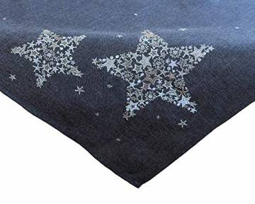 Kamaca Mitteldecke Sternen Zauber in anthrazit mit Bezaubernder Stickerei in Silber - EIN Eyecatcher in Herbst Winter Weihnachten (Tischdecke 85x85 cm) - 1