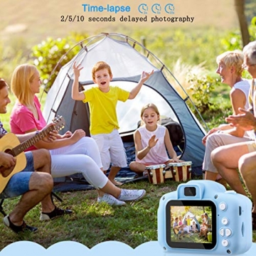 Kinder Kamera, 2.0”Display 1080P HD GREPRO Digitalkamera für 4 5 6 8 7 9 10 Jahre alt mädchen und Jungen, Anti-Drop Fotoapparat Kinder für Geburtstagsspielzeug Geschenke mit Weiche Silikonhülle Blau - 3