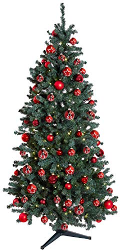 Krebs & Sohn 20er Set Glas Christbaumkugeln-Weihnachtsbaum Deko zum Aufhängen-Weihnachtskugeln 5,7 cm-Bordeaux, Rot/Sterne, (5,7cm Ø Durchmesser) - 4