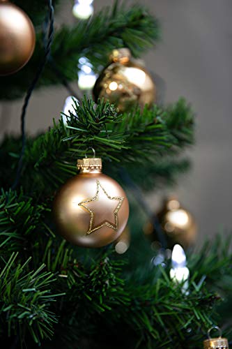 KREBS & SOHN Set Weihnachtskugeln aus Glas 5,7 cm - Christbaumschmuck Christbaumkugeln Weihnachtsdeko - 20-teilig, Gold, Sterne - 5