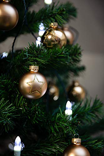 KREBS & SOHN Set Weihnachtskugeln aus Glas 5,7 cm - Christbaumschmuck Christbaumkugeln Weihnachtsdeko - 20-teilig, Gold, Sterne - 6