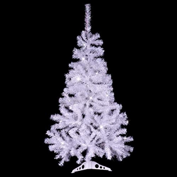 künstlicher Weihnachtsbaum weiß mit Glitzereffekt Christbaum Tannenbaum 120 cm mit Ständer zzgl. 100 LED Lichterkette warmweiß Weihnachtsdeko - 2