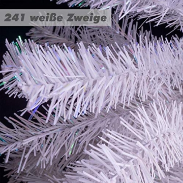 künstlicher Weihnachtsbaum weiß mit Glitzereffekt Christbaum Tannenbaum 120 cm mit Ständer zzgl. 100 LED Lichterkette warmweiß Weihnachtsdeko - 3