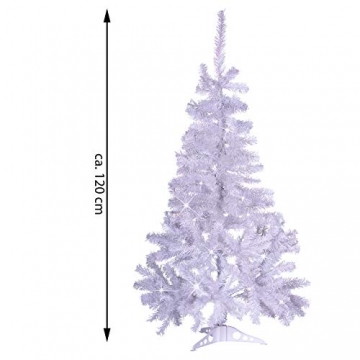 künstlicher Weihnachtsbaum weiß mit Glitzereffekt Christbaum Tannenbaum 120 cm mit Ständer zzgl. 100 LED Lichterkette warmweiß Weihnachtsdeko - 7