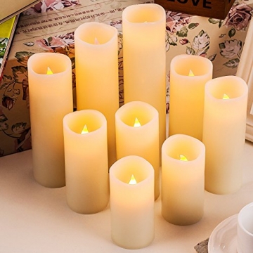 LED Kerzen Set von 9 Flammenlose Kerzen Batteriebetriebene Kerzen D2.2xH 4