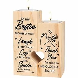 lefeindgdi Herzförmiger Kerzenhalter to My Bestie – Smile A Lot More – Kerzenhalter mit Kerze Geschenk für Beste Freundin (01) - 1