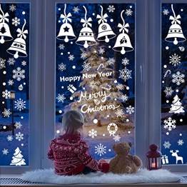 Lifelf Weihnachten Aufkleber Sticker, Weihnachtsdekoration Fensterdeko mit typischen Motiven, Schneeflocke Tannenbaum Rentier, Fensteraufkleber für Zuhause Tür Vitrinen Schaufenster - 1