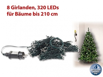 Lunartec Lichterkette Christbaum: Weihnachtsbaum-Überwurf-Lichterkette mit 8 Girlanden & 320 LEDs, IP44 (Weihnachtsbaumbeleuchtung) - 3
