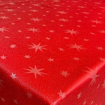 Lurex Tischdecke Sterne Farbe & Größe wählbar - Eckig 130x260 cm Rot - dezent glitzernd Tischdecke Weihnachten - 1