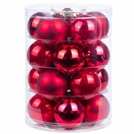 MAGIC Weihnachtskugeln Glas 6cm 20 STK. Christbaumkugeln (Classic red (rot Glanz/matt/Opal)) - 1