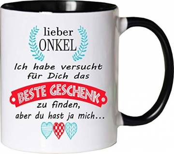 Mister Merchandise Becher Tasse Onkel Kaffee Kaffeetasse liebevoll Bedruckt Geschenkidee Familie Weiß-Schwarz - 1