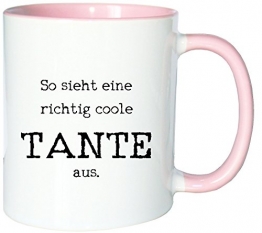 Mister Merchandise Kaffeetasse Becher So Sieht eine richtig Coole Tante aus Aunt, Farbe: Weiß-Rosa - 1