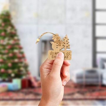 O-Kinee Weihnachtsbaumschmuck Holz, 16 Stück Christbaumschmuck Mit Hanfseil und beweglichen Holzperlen, 7.5cm - 3