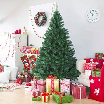 OUSFOT Weihnachtsbaum Künstlich 182cm (Ø ca. 110 cm) 800 Äste schwer entflammbarer Tannenbaum mit Schnellaufbau Klappsysem Material PVC inkl. Metallständer - 2