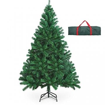 OUSFOT Weihnachtsbaum Künstlich 182cm (Ø ca. 110 cm) 800 Äste schwer entflammbarer Tannenbaum mit Schnellaufbau Klappsysem Material PVC inkl. Metallständer - 1