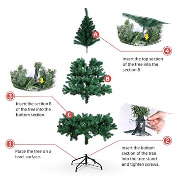 OUSFOT Weihnachtsbaum Künstlich 182cm (Ø ca. 110 cm) 800 Äste schwer entflammbarer Tannenbaum mit Schnellaufbau Klappsysem Material PVC inkl. Metallständer - 6
