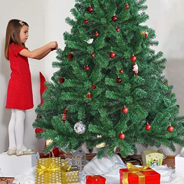 OUSFOT Weihnachtsbaum Künstlich 182cm (Ø ca. 110 cm) 800 Äste schwer entflammbarer Tannenbaum mit Schnellaufbau Klappsysem Material PVC inkl. Metallständer - 9