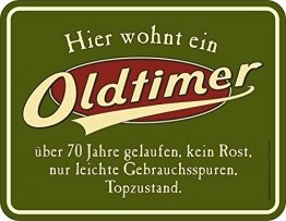 RAHMENLOS Original Blechschild zum 70. Geburtstag: Oldtimer, 70 Jahre gelaufen, Topzustand. - 1