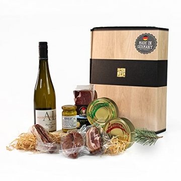 Schwarzwald Metzgerei - Geschenkset "Vesper" mit verschiedenen Wurtsspezialitäten, einem Gourmet-Senf und hervorragenden Weißwein - 8-teilig - 1
