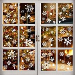 Siebwin Weihnachtsdeko Fenster, Schneeflocken Fensterbild, Fensterbilder Weihnachten Selbstklebend, Winter- Dekoration, Weihnachten Fenstersticker (4 Blätter) - 1