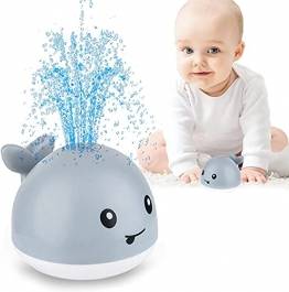 Sinoeem Baby Wasserspielzeug Badewanne, Whale Spray Induction Schwimmende Baden Spielzeug mit Licht, Pool Wassersprühspielzeug für ab 1 Jahr Baby Kinder Kleinkinder Party Geschenk (Grau) - 1