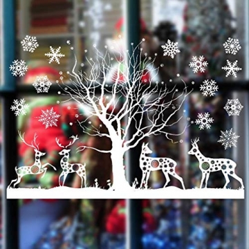 Sinwind Weihnachten Fenstersticker, Fensteraufkleber PVC Fensterbilder Weihnachten Fensterdeko selbstklebend Fensterfolie Weihnachtsdekoration (110cmX38cm) (Weihnachten 8) - 6