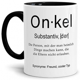 Tassendruck Tasse mit Definition Onkel - Wörterbuch/Geschenk-Idee/Dictionary/Beruf/Job/Arbeit/Familie/Innen & Henkel Schwarz - 1